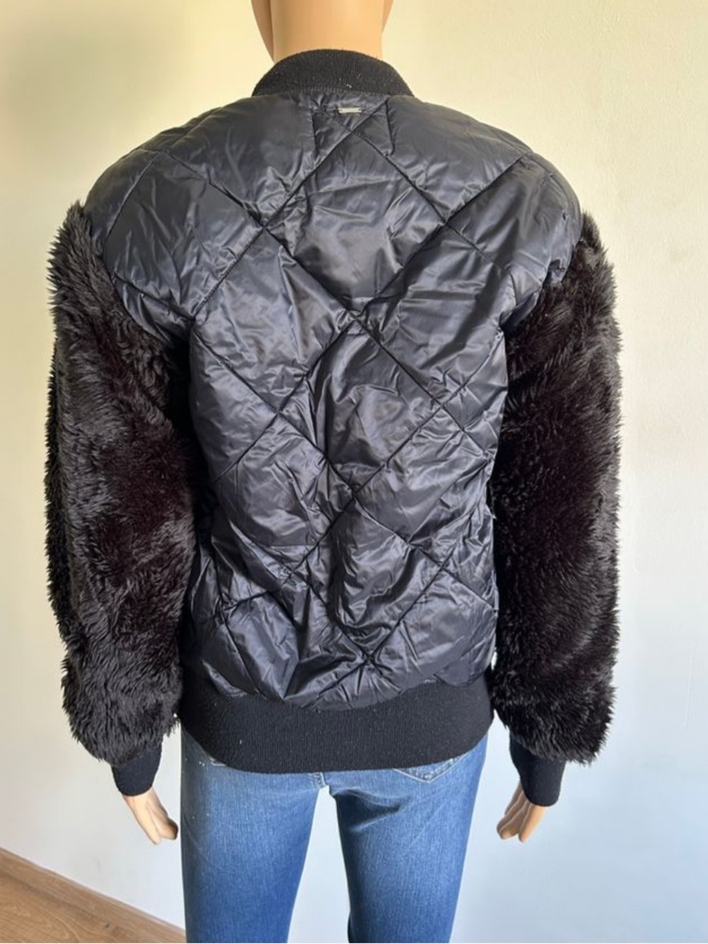 Ikks Quilted Jacket With Faux Fur Sleeves